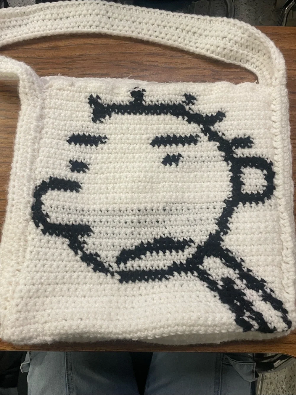 Handmade Rodrick Crochet White and Black Tote